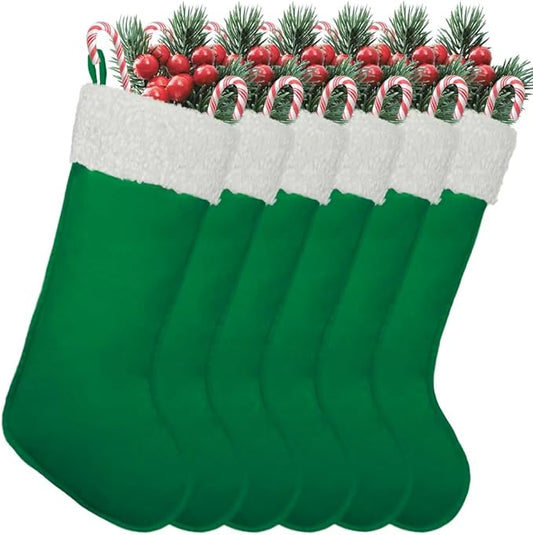 6Pack Traditional Christmas Stockings 20 Inches – Large Holiday Velvet Xmas Stockings for Fireplace, Home, Office & School Decorations – Classic Plain Christmas Stockings for Family or Business Use