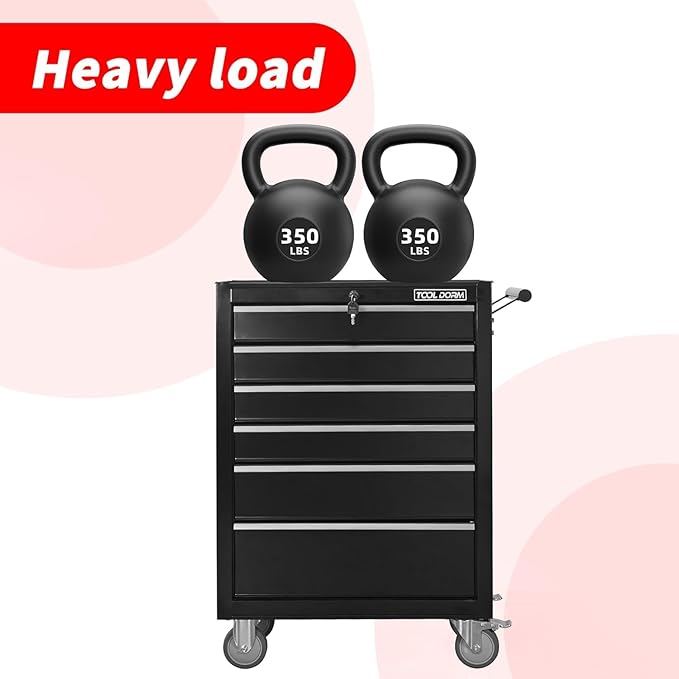 6-Drawer Rolling Tool Chest with Locking Wheels & Drawers, 13 D x 24.2 W x 36.6 H Mobile Tool Storage Cabinet, Heavy-Duty Garage Organizer with Ergonomic Handle