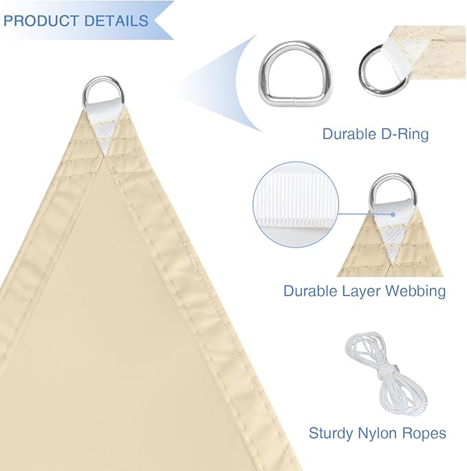 E&K Sunrise 12' x 16' Waterproof Sun Shade Sail Outdoor Rectangle Canopy Shade Cover UV Block for Pergola Patio Backyard Garden Deck (Beige)