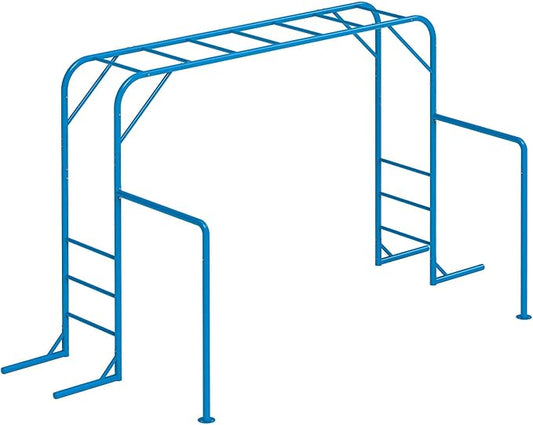 Outdoor Monkey Bar Set with Climbing Frame, Gymnastics bars, Playground Sets for Backyards, Metal Monkey Bars for Kids Ages 3 and Up, Backyard Playground Set with Powder Coated Steel, Blue