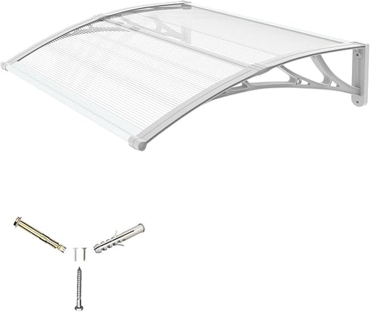 Awning for Door Entrance,40x40 inches Window Awnings for Doors Canopy Polycarbonate Cover Patio Door Awning UV Rain Snow Sunlight Protection Hollow Shee