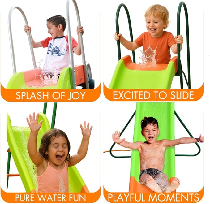 PLATPORTS Playground Slide - Big Backyard Freestanding Plastic Slide - 10 ft Outdoor Swing Set Slide for Kids Ages 4-8