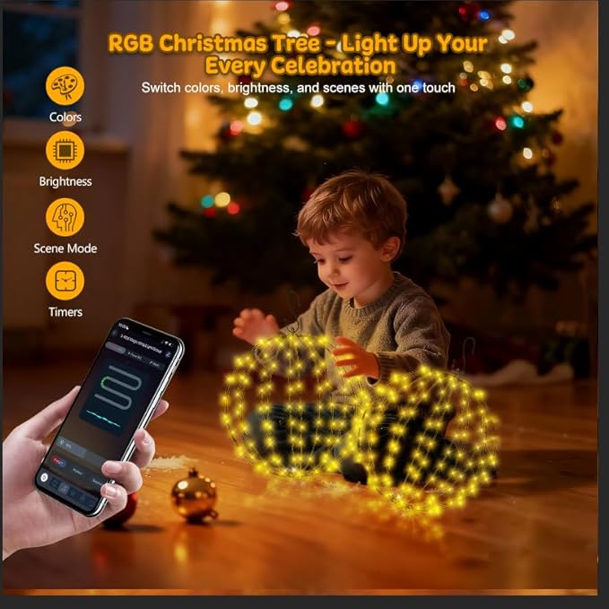 2PACK Lighted Outdoor Christmas Ball, Smart Christmas Globe Sphere Light Hanging Tree Lights mit APP Control, Foldable Waterproof with Remote,DIY Dynamic, Music Sync for Indoor Outside 12.2"