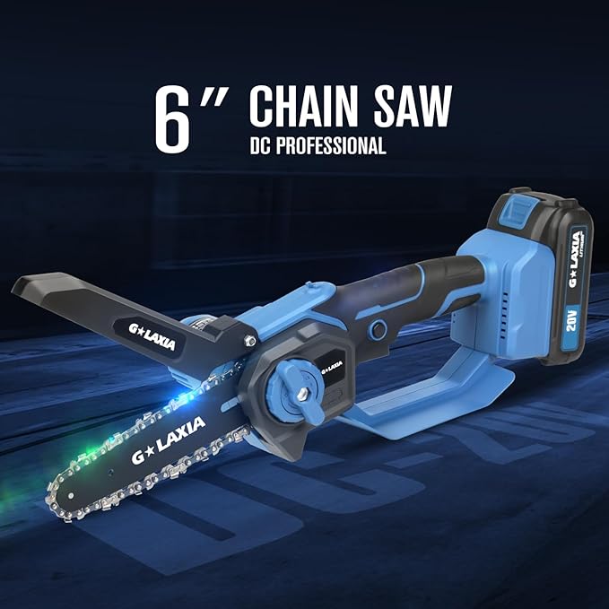Battery Chainsaw 6 Inch with 2 batteries, Handheld Chain Saw Pruning Shears Chainsaw for Tree Branches, Courtyard