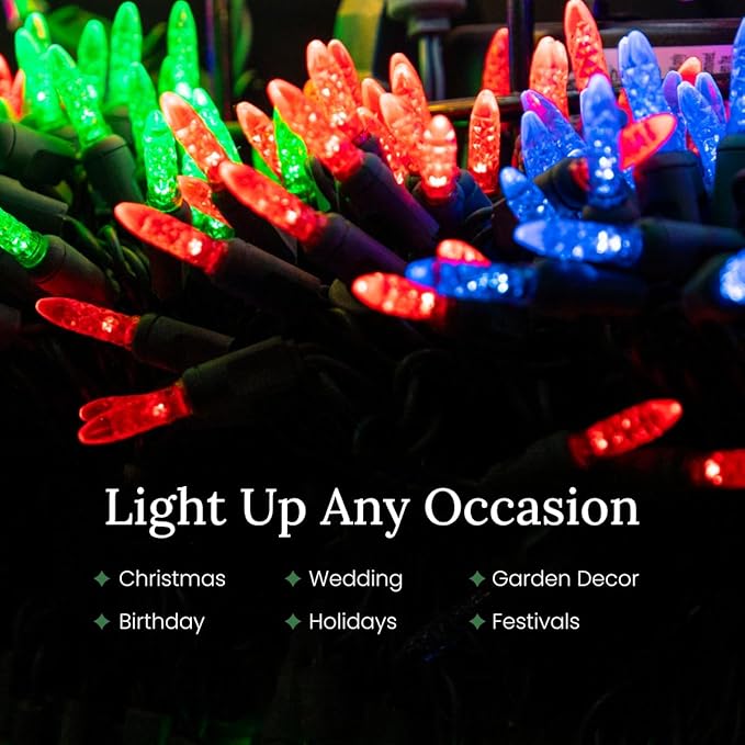 Pro Christmas M5 LED Christmas Lights - 70 Count Mini 5mm String Lights - Professional Grade Indoor/Outdoor Commercial Holiday Light Set for Trees, Bushes, & Décor - Green