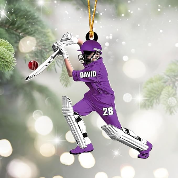 Personalized Cricket Ornament, Custom 2D Acrylic Design for Player or Team, Sports Ornament for Clubs, Fans, and Coaches, Christmas Tree Decoration Keepsake/5