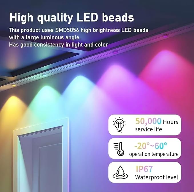 Permanent Outdoor Lights, Smart Outdoor LED String Lights,Christmas Lights RGB Color Changing,Scene Modes, IP67 Waterproof, App Control,Holiday, Party,Christmas Decorations