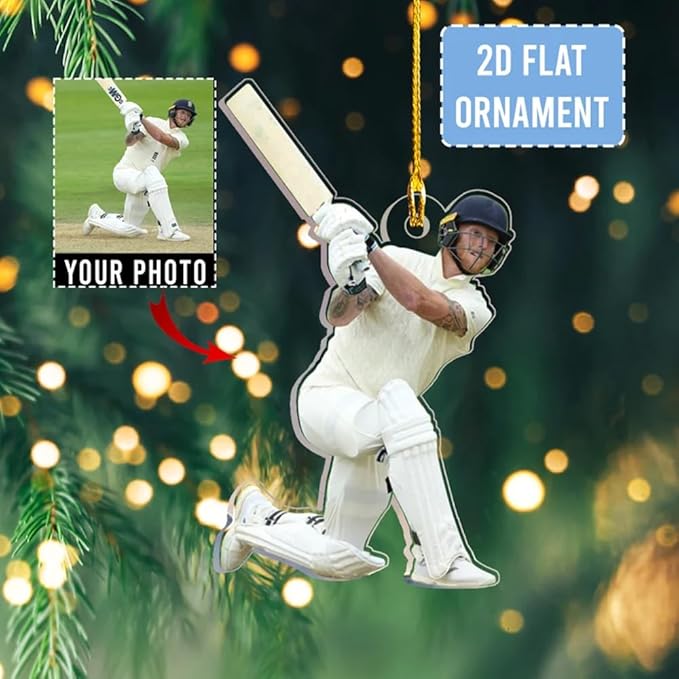 Personalized Cricket Ornament, Custom 2D Acrylic Design for Player or Team, Sports Ornament for Clubs, Fans, and Coaches, Christmas Tree Decoration Keepsake/6