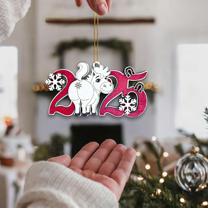 2025 Horse Christmas Ornament – Wooden Holiday Tree Decoration – Cute Horse Keepsake Ornament, Farm Animal Collectible Gift for Christmas 2025