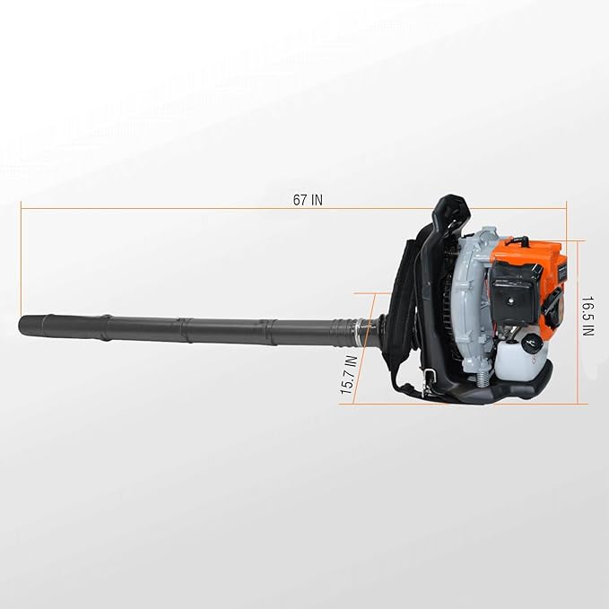 79CC Backpack Leaf Blower, 4.3HP Heavy-Duty Gas Powered Blower with 900 CFM Air Volume & 210 MPH Wind Speed, High-Performance 2-Stroke Engine for Commercial Lawn, Farm, and Jobsite Cleanup