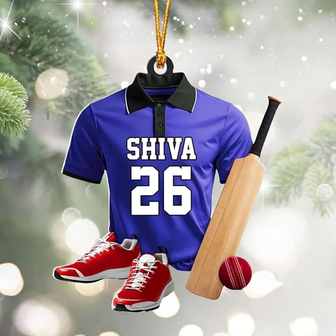 Personalized Cricket Ornament, Custom 2D Acrylic Design for Player or Team, Sports Ornament for Clubs, Fans, and Coaches, Christmas Tree Decoration Keepsake/1