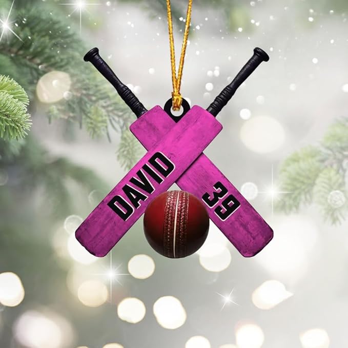 Personalized Cricket Ornament, Custom 2D Acrylic Design for Player or Team, Sports Ornament for Clubs, Fans, and Coaches, Christmas Tree Decoration Keepsake
