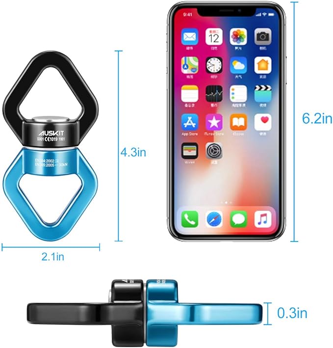 Black Blue Swing Swivel, 30 KN Safest Rotational Device Hanging Accessory