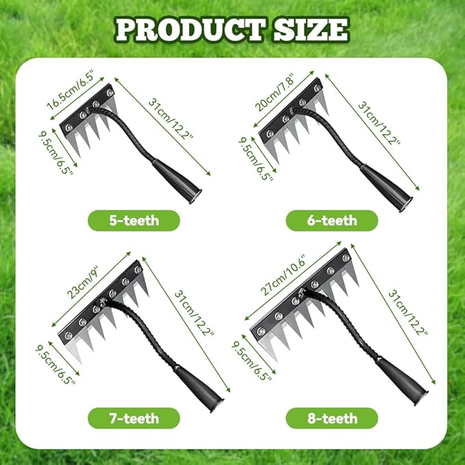 Detachable Gardening Hand Weeder Tool, 2025 New Manual Weeder Claw Remover Tool Weed Puller Tool, Manganese Steel Manual Weeder Claw Remover Tool Weeding Tools for Yard and Garden (5 Tines)