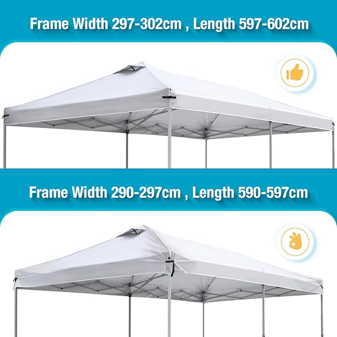 10x20 Canopy Replacement Top Cover with Air Vents for ez up Pop up Canopy Gazebo Tent, with Adjustable Strap, Waterproof & Anti-UV for Outdoor Shade (Top Only, Frame Not Included) (Off White)