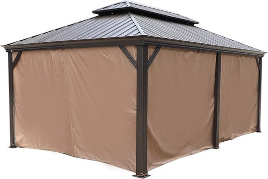 Kozyard Privacy Curtain Outdoor Waterproof Sidewall for Hardtop, OEM Replacement for Patio Gazebo Curtains (12ft x 18ft, Brown)
