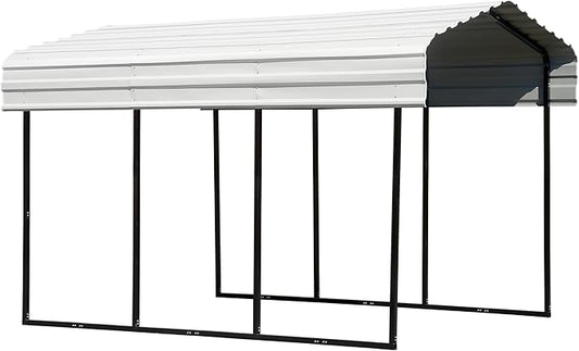 Arrow Shed 10' x 15' x 9' Galvanized Steel Multi-Purpose Shade and Shelter Carport, Eggshell Finish