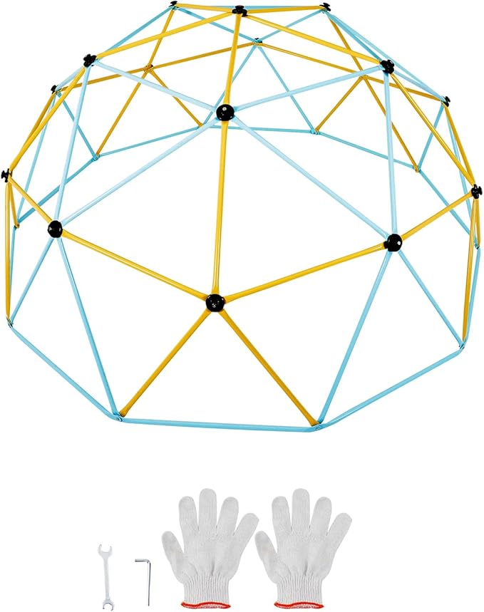 VEVOR Climbing Dome, 10FT Jungle Gym Play Center for Kids 3 to 10 Years Old, Geometric Dome Climber Supports 750LBS and Easy Assembly, with Climbing Grip, Outdoor Backyard Play Equipment for Kids