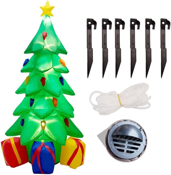 7 FT Inflatable Christmas Tree, Christmas Tree with 3 Gift Wrapped Boxes, Christmas Decoration for Indoor Outdoor Yard Garden