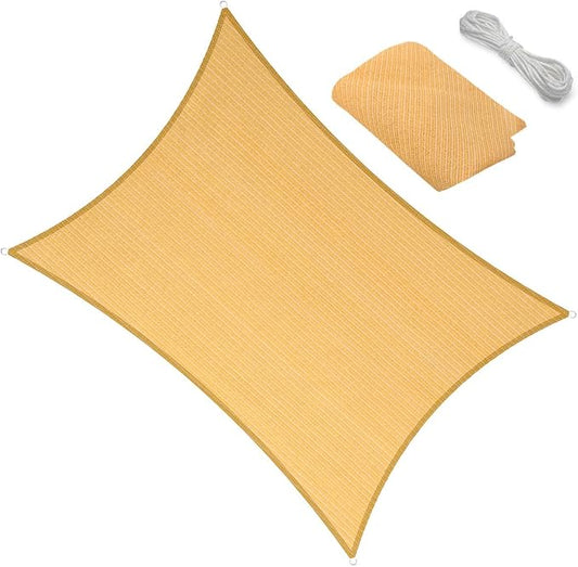 10' x 12' Sun Shade Sail Canopy Awning Permeable Fabric Pergola Cover, for Outdoor Patio Lawn Garden Backyard Carport, Yellow