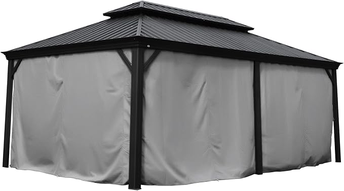 Kozyard Privacy Curtain Outdoor Waterproof Sidewall for Hardtop Patio Gazebo, OEM Replacement for Alexander, Caesar, Rosana and Apollo Model (12ft x 18ft, Gray)