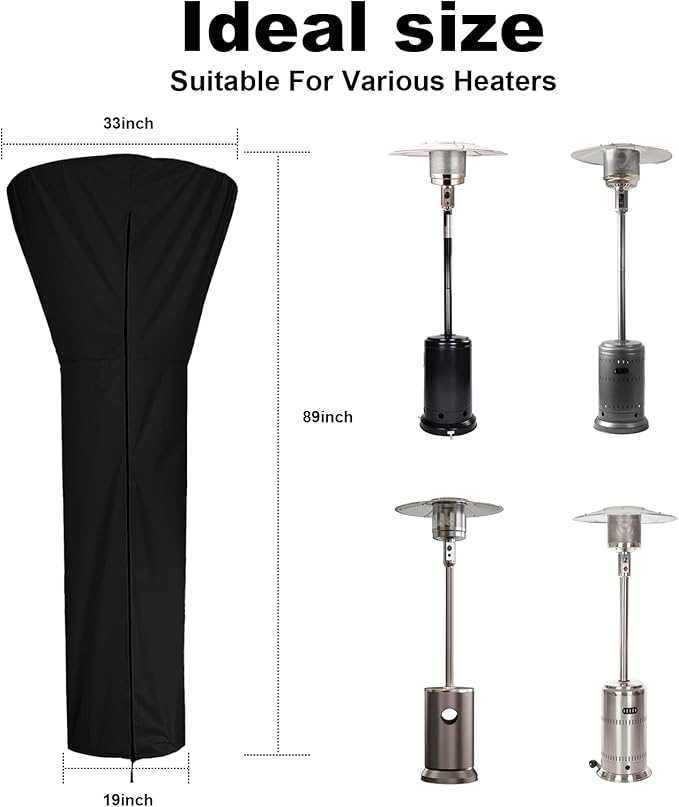 Patio Heater Covers for Standing Heater, Upgrade Windproof Fire Sense Patio Heater Cover, Propane Outdoor Heater Cover Waterproof Heavy Duty Accessoriesm, 89¡±H x 33¡±D x 19¡±B