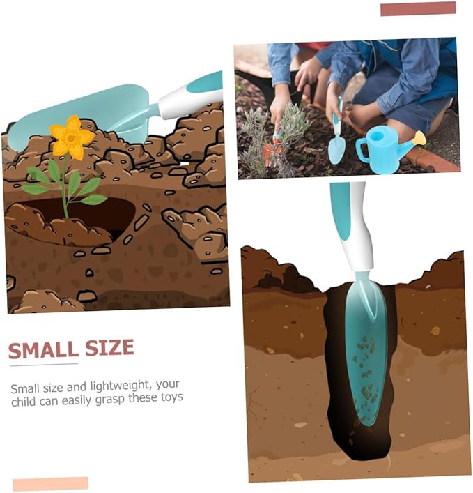 Gardening Tools Outdoor Planting Kit with Shovel Wide Shovel Rake Watering Can for Boys Safe Play and Garden Activities