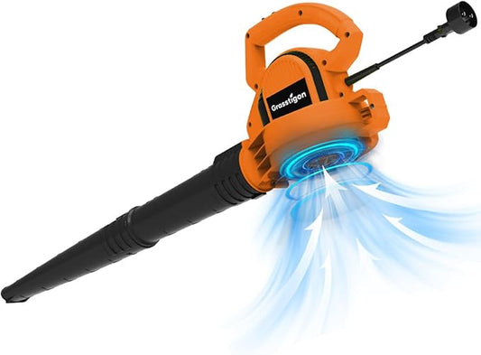 Electric Leaf Blower Corded, 7-Amp, 390CFM/ 210MPH, 2 Speed Modes, Powerful Lightweight Handheld Blowers for Lawn Care, Patio, Leaves, Dust, Snow (Orange)