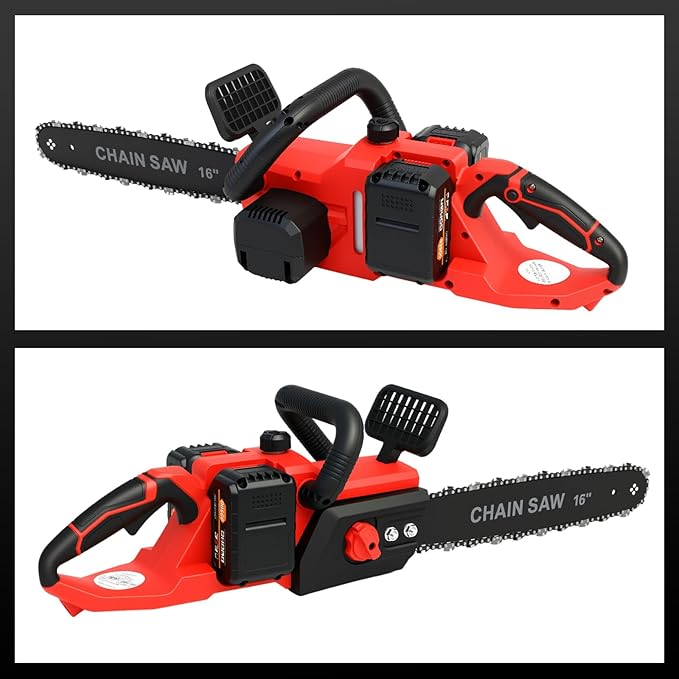 ALSO GO 16" Brushless Battery Chainsaw, 42V Coredless Chain saw with 2x3.0Ah Batteries, Electric Power Chainsaw includes 3 Chains and 2 Chargers for Wood/Tree Cutting and Pruning