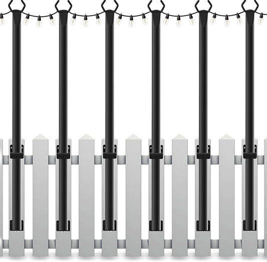 6 Pack String Light Poles,5Ft Light Poles for Outside String Lights,Outdoor Lights Pole with Fork,Metal Poles Stand for Patio Deck Backyard