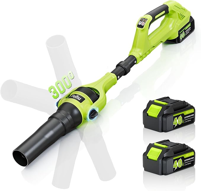 Leaf Blower Cordless,40V Leaf Blowers Brushless 300¡Æ Rotatable Blower Tube 580 CFM 180 MPH and 2 Speed Electric Powered Leaf Blower for Women,Elder,Lightweight for Garden Yard Patio