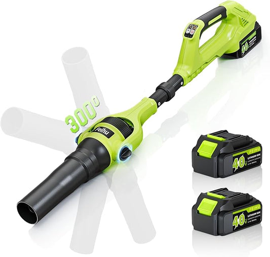 Leaf Blower Cordless,40V Leaf Blowers Brushless 300¡Æ Rotatable Blower Tube 580 CFM 180 MPH and 2 Speed Electric Powered Leaf Blower for Women,Elder,Lightweight for Garden Yard Patio