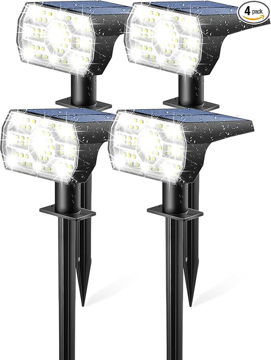 Kaxiida Solar Lights Outdoor Waterproof IP68, 3 Lighting Models Solar Powered Spot Lights Outdoor, 56LED Light Dusk to Dawn for Yard Patio Garden Pathway Landscape Lighting