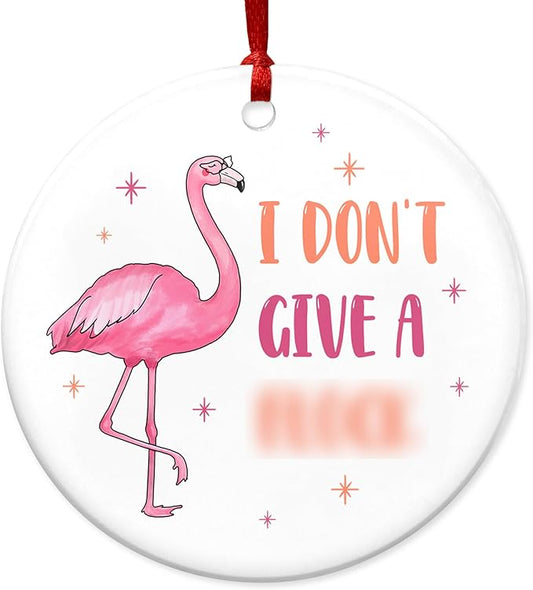 FLAGWIX Pink Flamingo, Funny Christmas Ornaments 2025 - Christmas Flamingo Gifts for Women, Friends, Family, Funny Flamingo Decor - Christmas Tree Decoration Ceramic Ornaments