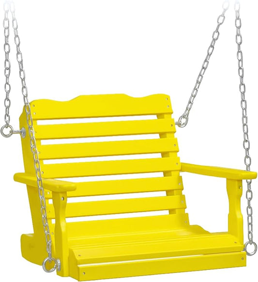 DutchCrafters Poly Kids Swing Seat, Outdoor Swing for Kids Ages 2-6, Toddler Swings for Swingset Accessories Outdoor Playground Swings, Recycled HDPE Plastic - Amish Made in USA (Yellow)