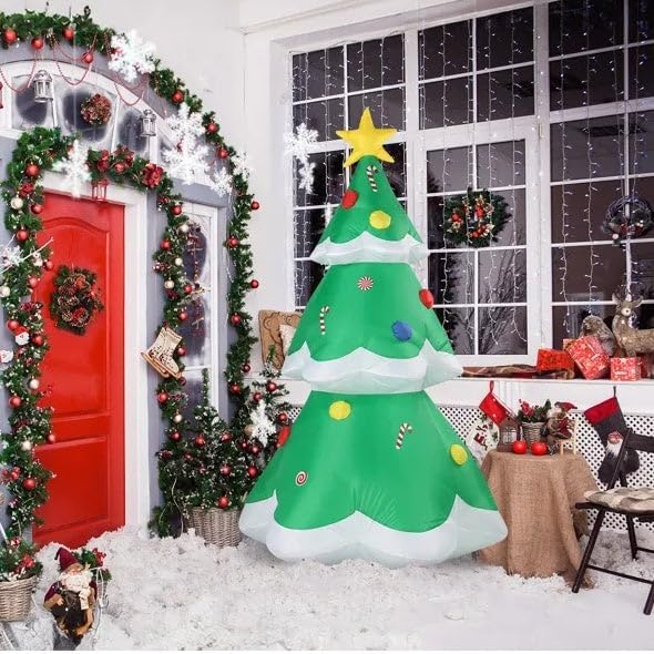 6.9 FT Lighted Christmas Inflatable Decoration, Inflatable Christmas Tree, Blow Up Yard Decorations with Built-in LED Lights for Holiday Party Front Yard Lawn Garden Decor