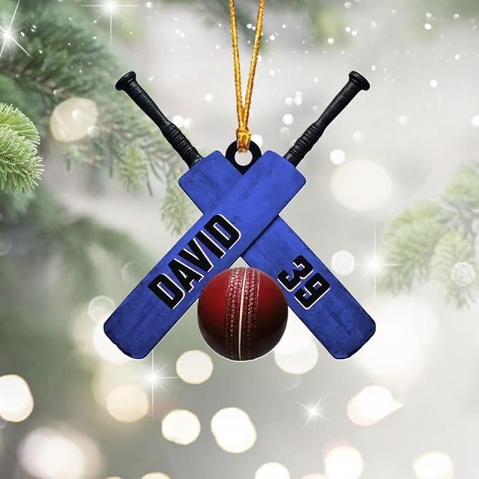 Personalized Cricket Ornament, Custom 2D Acrylic Design for Player or Team, Sports Ornament for Clubs, Fans, and Coaches, Christmas Tree Decoration Keepsake