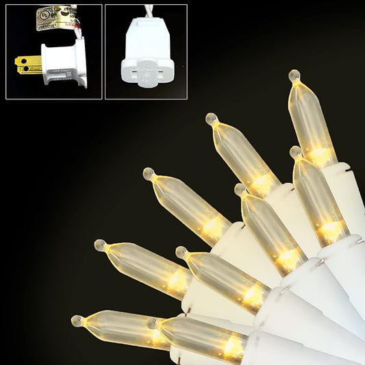 150-Count Warm White LED Mini Christmas String Lights, 50 Ft White Wire, UL Certified Connectable, Xmas Lights Outdoor or Indoor