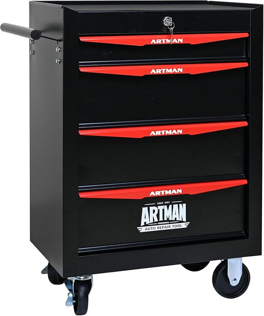 RYH 4/5/6/7 Drawers Rolling Tool Chest - Heavy Duty Mobile Tool Cart with Locking Wheels & Ball Bearing Drawers, 30.5 H x 20.9 W x13 D Garage Tool Storage Cabinet£¬Metal Tool Box (Black, 4 Drawers)