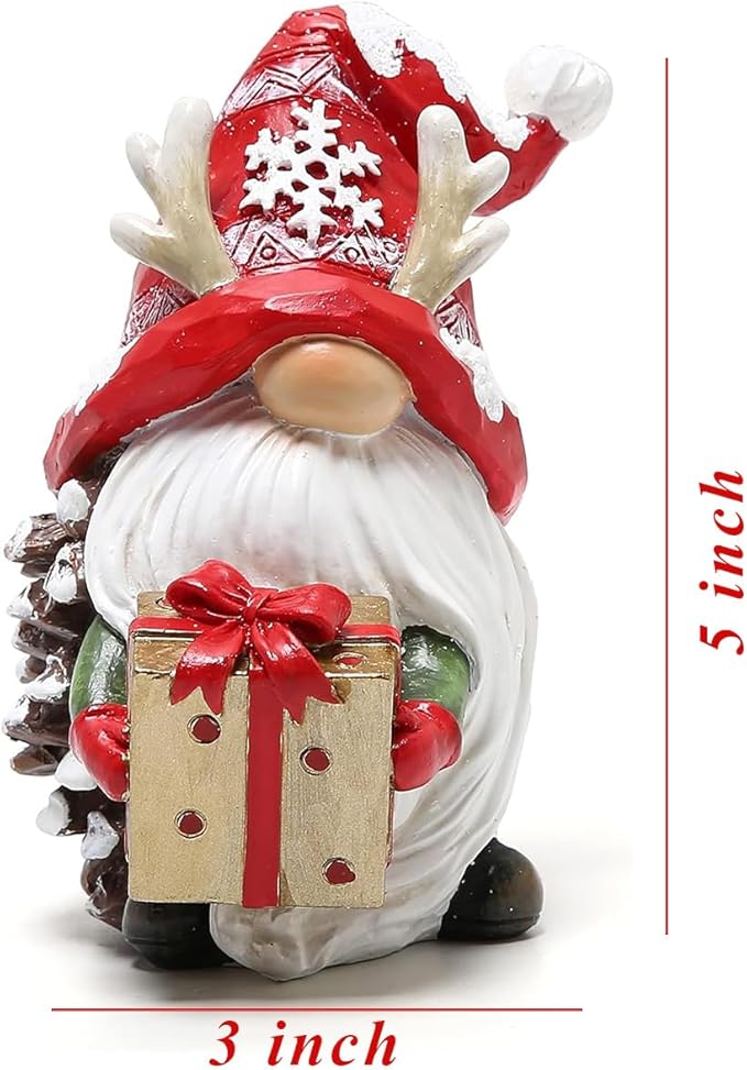 Hodao Christmas Resin Gnomes Handmade Christmas Resin Gnomes Holiday Present, Winter Table Christmas Tree Decorations Indoor and Display on Mantel or Window Sill