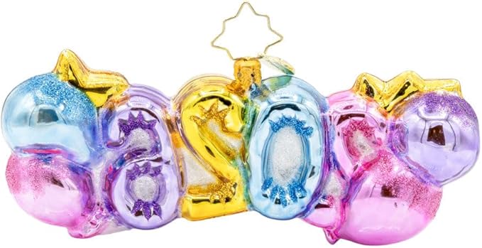 Christopher Radko Hand-Crafted European Glass Christmas Tree Decorative Ornament, Cheers to 2026