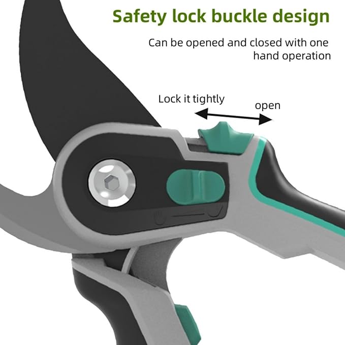 is an 8-inch long, SK-5 steel blade, tough and sharp gardening scissors suitable for trimming 3/4 fruit branches, flower branches, etc. It is a great helper for gardening