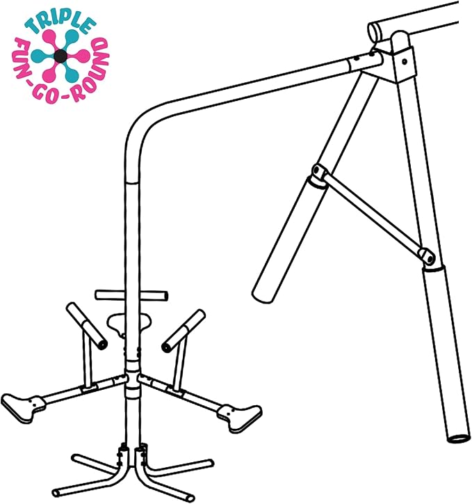 Fun Forever - 8 User Metal Swing Set with 6' Wave Slide and The Triple Fun-Go Round Add-On by XDP Recreation