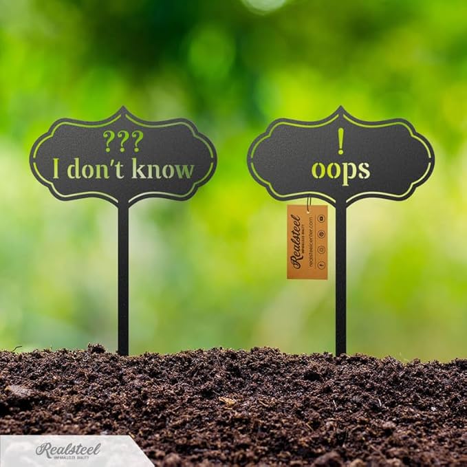 RealSteel - Seed & Plant Markers - Indoor/Outdoor Herb Garden Stakes - Elegant Fruit/Vegetable Seed Labels - Durable Plant Tags for Pots - Classy Design for Farmhouse/Greenhouse (Sage)