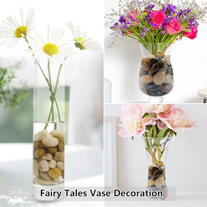 5lbs Pebbles for Indoor Plants, 1-2 Inch Mixed Color High Polished River Rocks Outdoor Decorative Stones Vase Filler Fish Tank Aquariums Landscaping Garden Outdoor and Indoor DIY