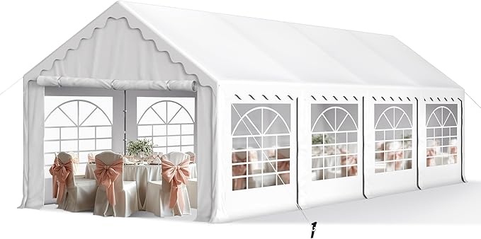 Sophia & William Party Tent 13x26 ft, Heavy Duty, Waterproof, White with Sidewalls for Backyard Parties, Outdoor Activities, Weddings, Camping