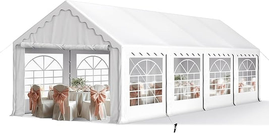 Sophia & William Party Tent 13x26 ft, Heavy Duty, Waterproof, White with Sidewalls for Backyard Parties, Outdoor Activities, Weddings, Camping