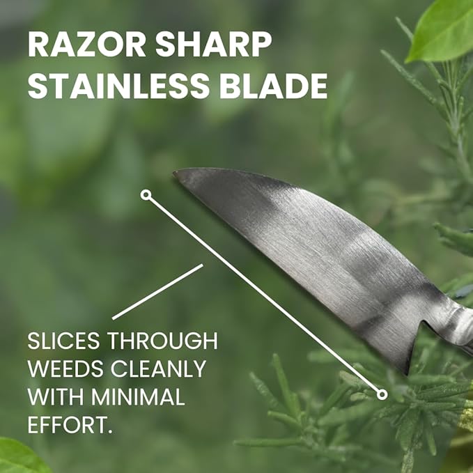 Hounen Miyawaki Japanese Weeding Sickle ? Twisted Blade Stainless Steel Garden Kama, Handheld Grass & Weed Cutter, Lightweight Wooden Handle, Made in Japan