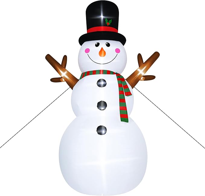 18FT Christmas Inflatable Snowman, Super Large Blow Up Snowmen Outdoor Decor with LED Lights, Waterproof Giant Snowman Yard Decoration for Holiday, Xmas Party, Garden