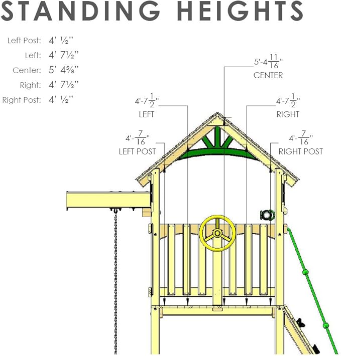 Gorilla Playsets 01-1066-Y Outing Wood Swing Set with Wood Roof and Trapeze Arm - Yellow Slide
